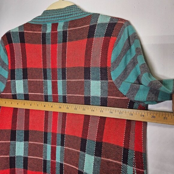 Matilda Jane Cardigan Sweater Fringe Hem Open Front Plaid Stripes Multicolor sz - Picture 8 of 10